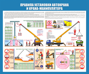 C33 Стенд правила установки автокранов (1200х1000 мм, пластик ПВХ 3 мм, алюминиевый багет золотого цвета) - Стенды - Тематические стенды - Магазин охраны труда ИЗО Стиль